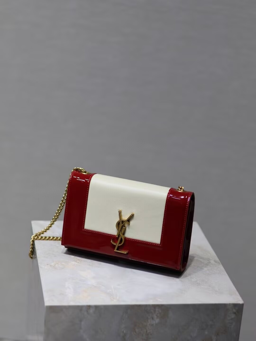 Y*L kate nappa patent calfskin two-toned 20x13.5x6cm