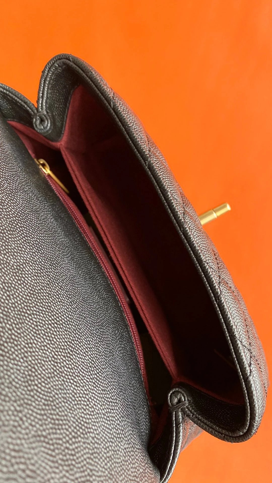 Ch*el flap bag with top handle