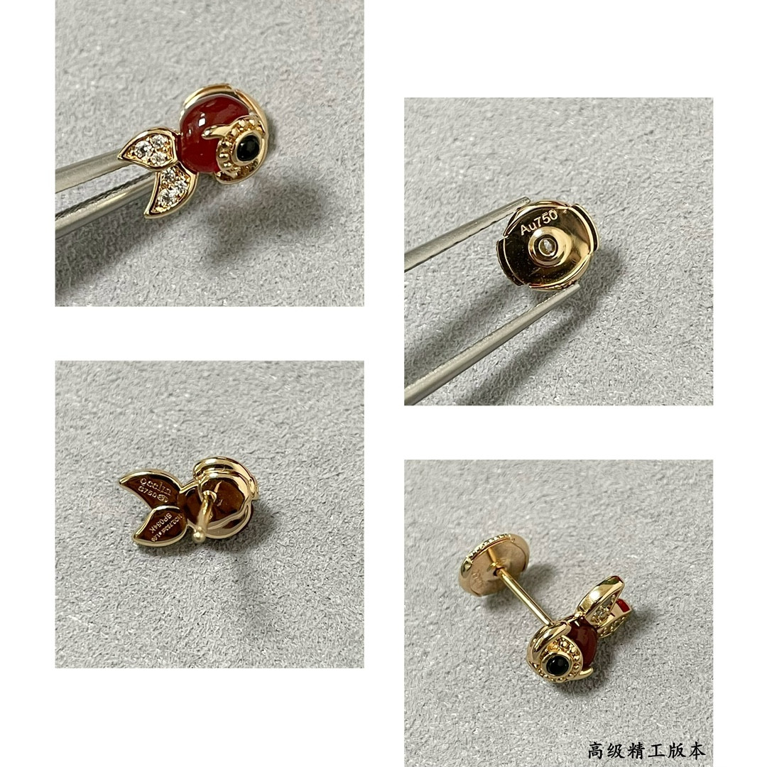 Qeelin Little Goldfish Stud Earrings