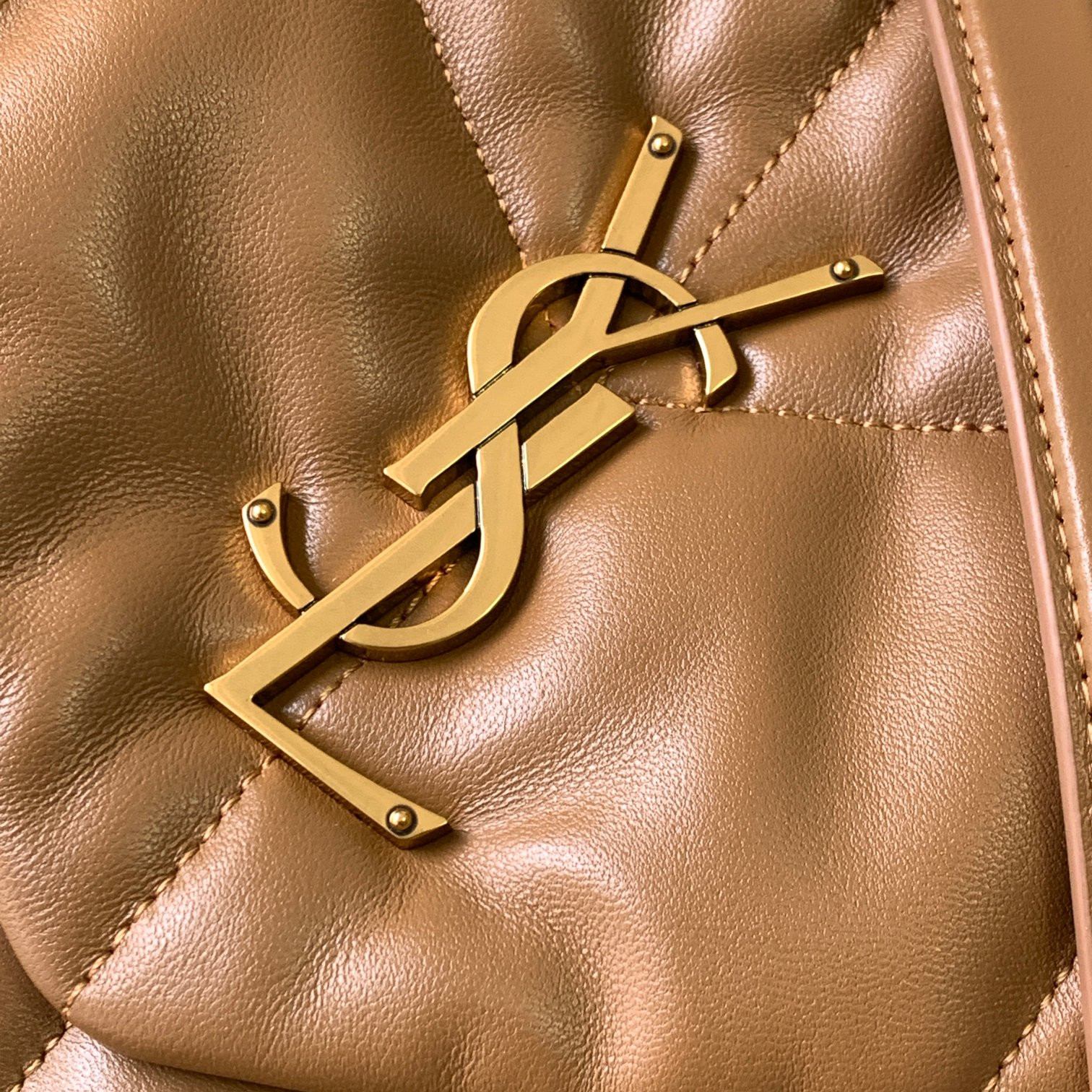 Y*L puffer medium in nappa leather brown 13.7 x 9 x 5.3 inches