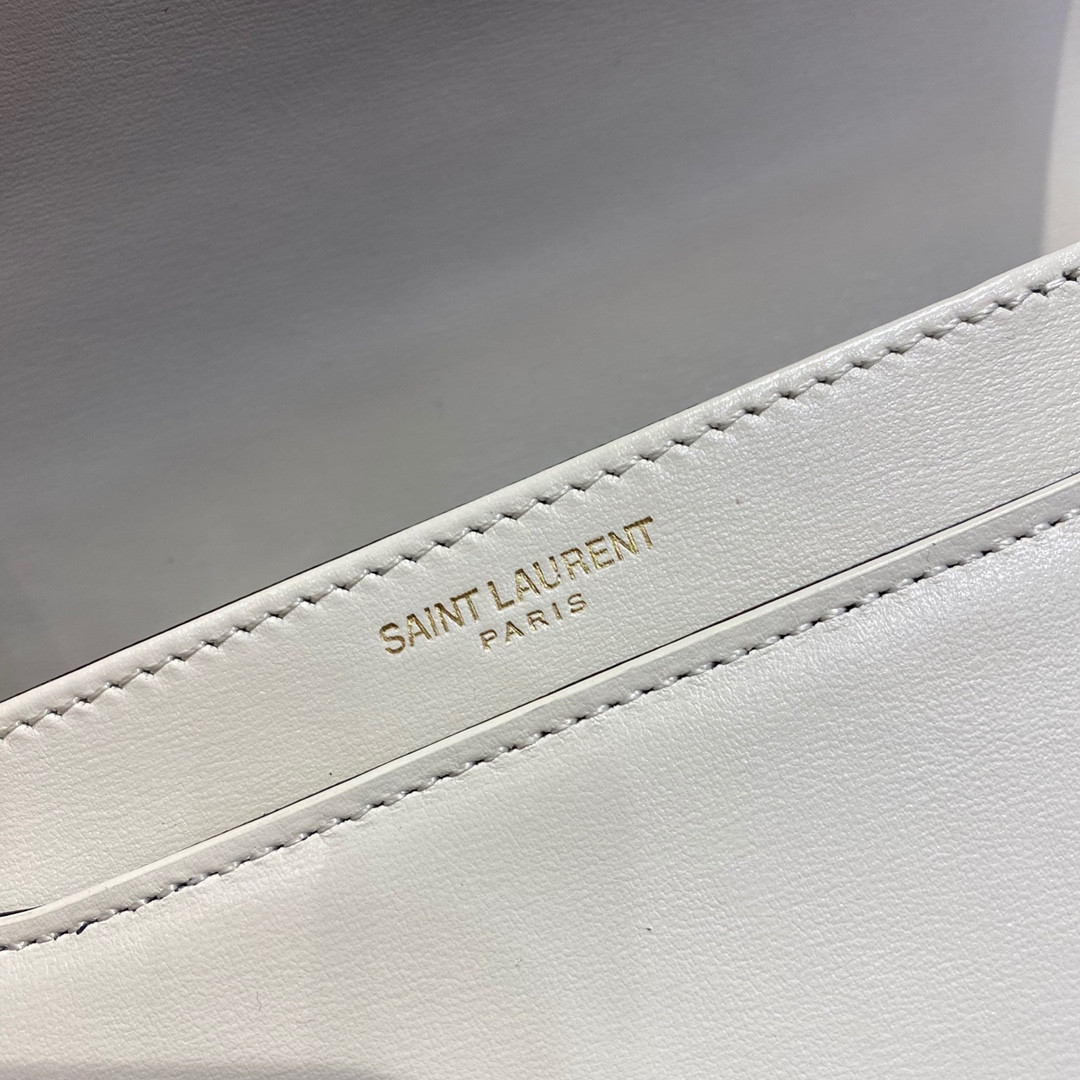 y*l solferino small satchel in box Sa**t Lau*nt blanc vintage 7.4 x 5.1 x 1.9 inches