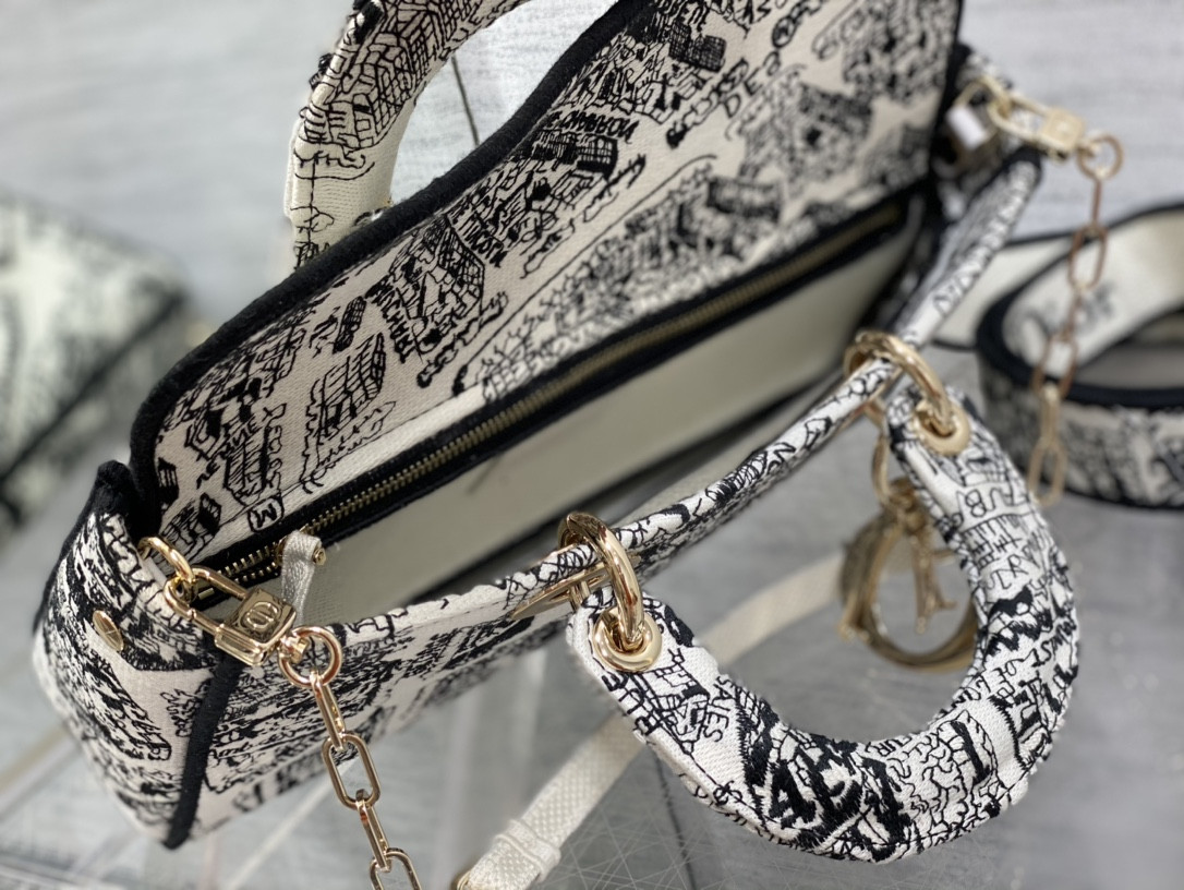 D*or lady d-joy bag medium black white 26 x 13.5 x 5 cm