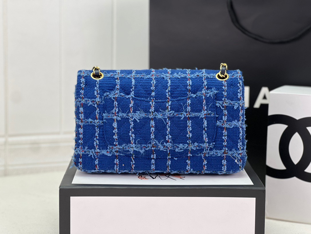 Ch*el classic 11.12 handbag tweed & gold-tone metal   6 × 9.9 × 2.5 in