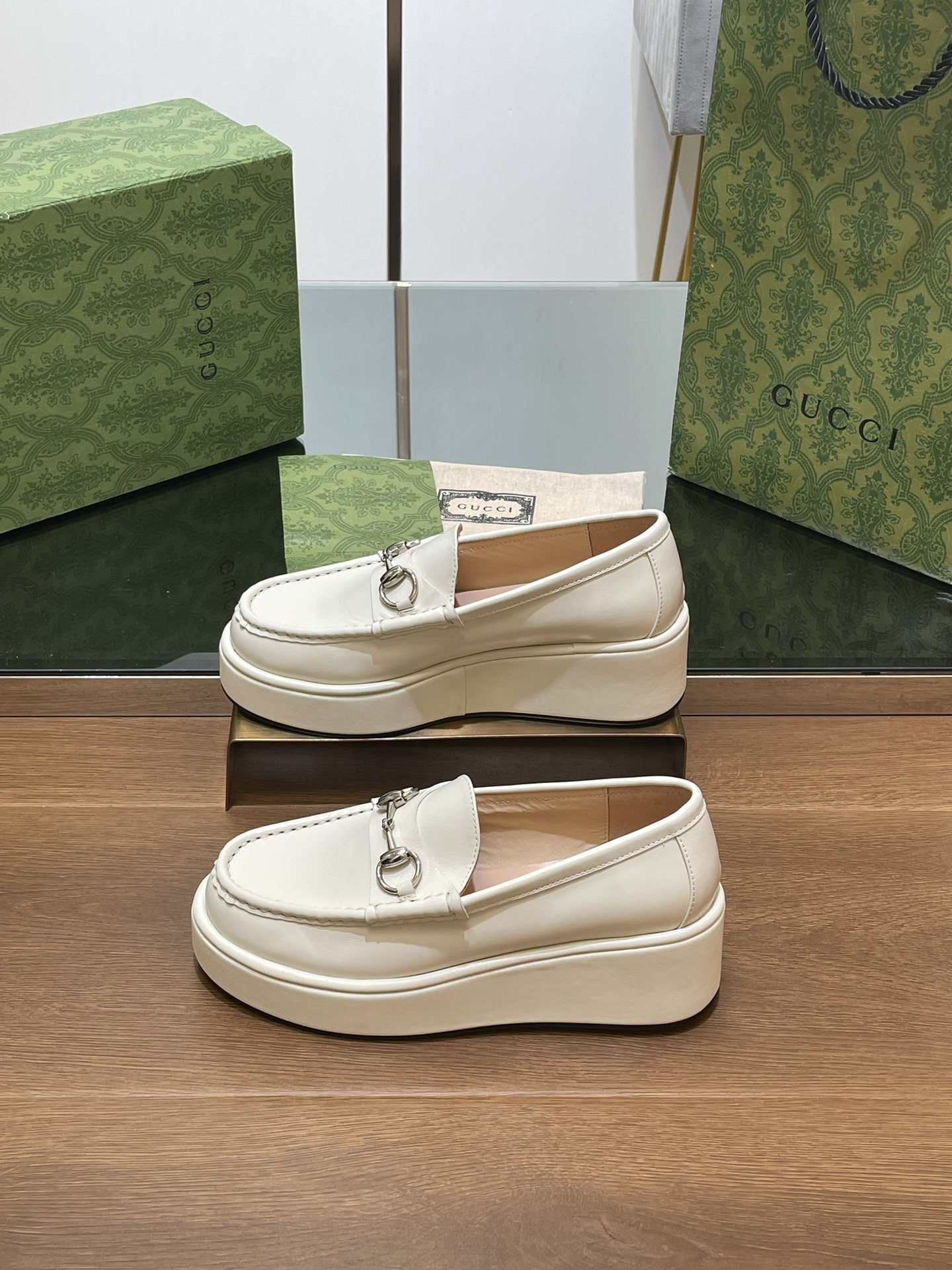 ua G*u*i horsebit wedge loafer