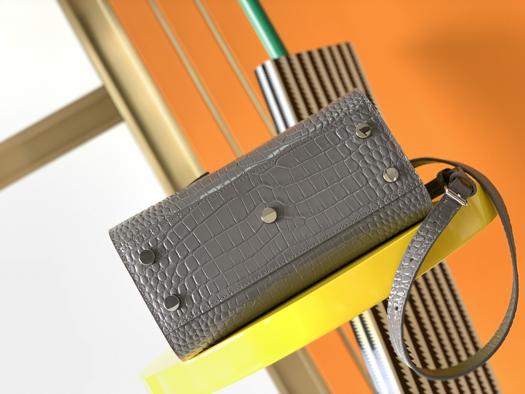 Y*L sac de jour in crocodile embossed leather - nano 22x18x10.5cm