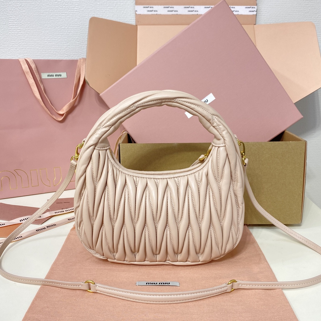 Miu Miu Wander matelassé nappa leather hobo bag 17x20x6cm