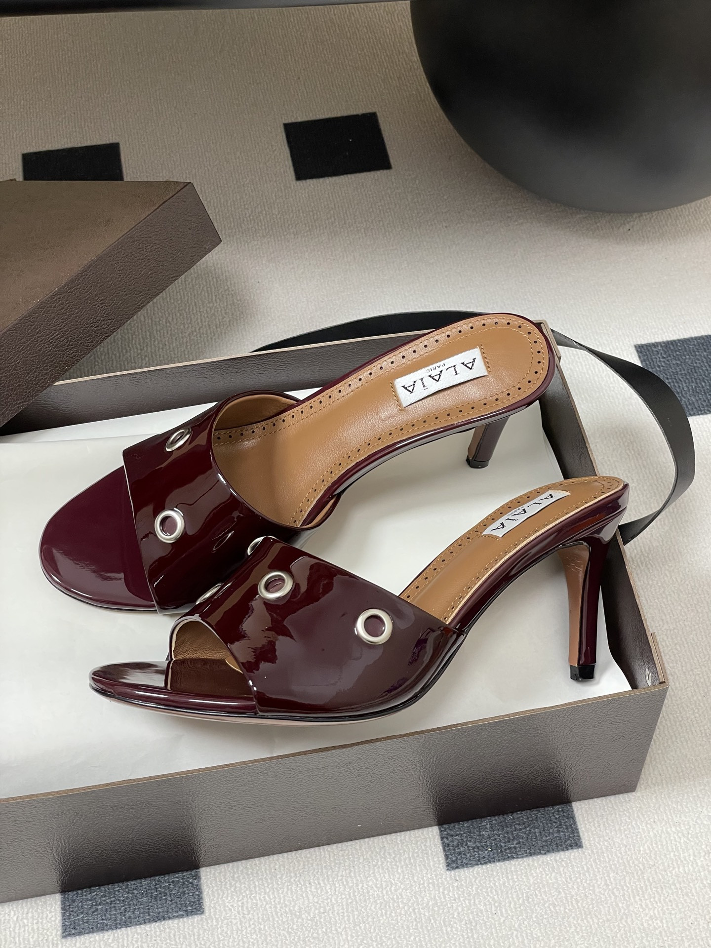 UA Alaia Ring Eyelets slippers 7cm Heel(Customized Size 7-10 days production time)