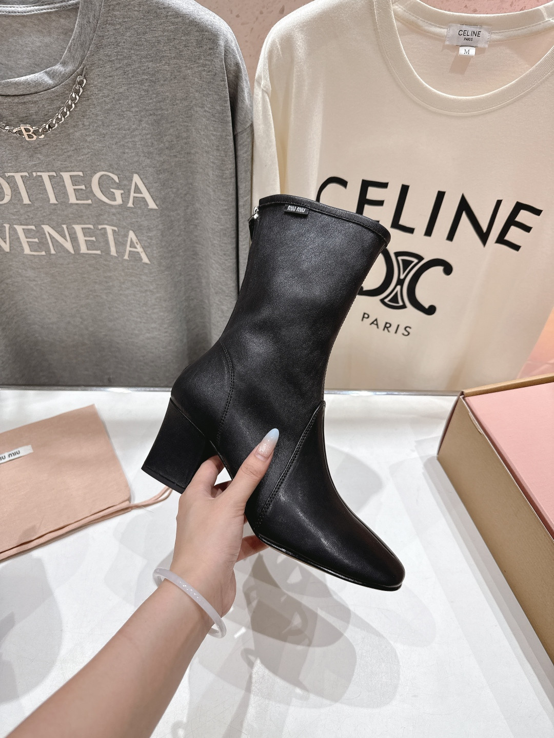 UA Miu Miu Nappa Leather Booties 7cm Heel